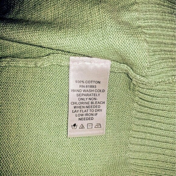 Isaac Mizrahi Cardigan Sweater Women M Green Cotton Button Front Classic Knit - Picture 4 of 7